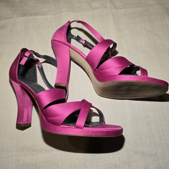 Sam & Libby Pink Satin Heels Size 8m - Picture 7 of 7